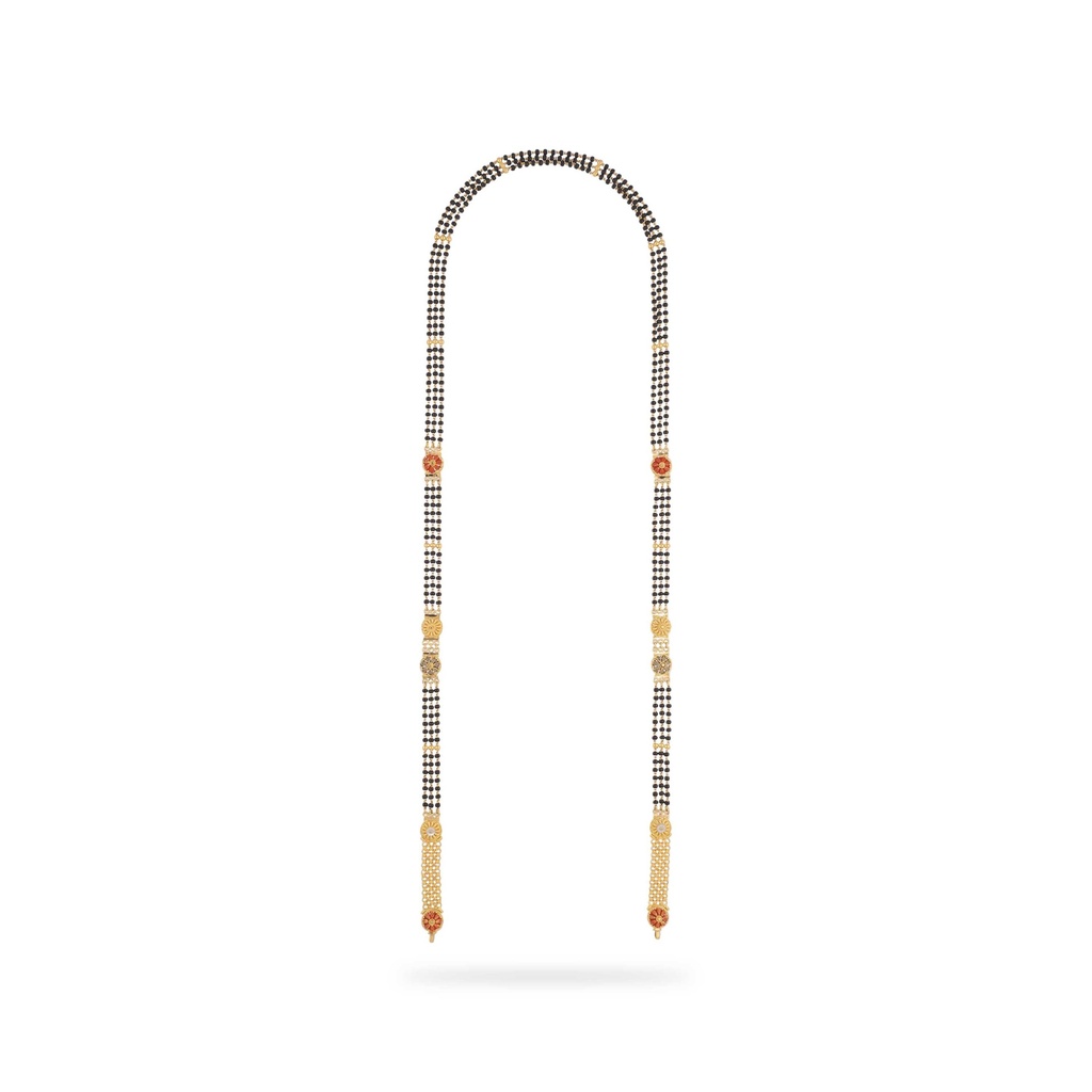 Classic Black Beaded And Detailed 22KT Gold Mangalsutra