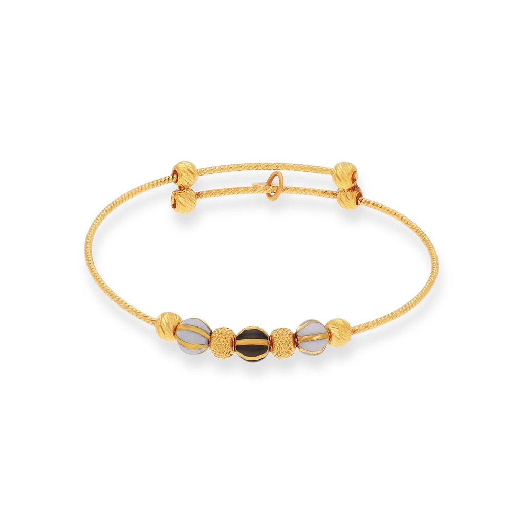 Fancy Enamel Worked And Detailed 22KT Gold Bangles 