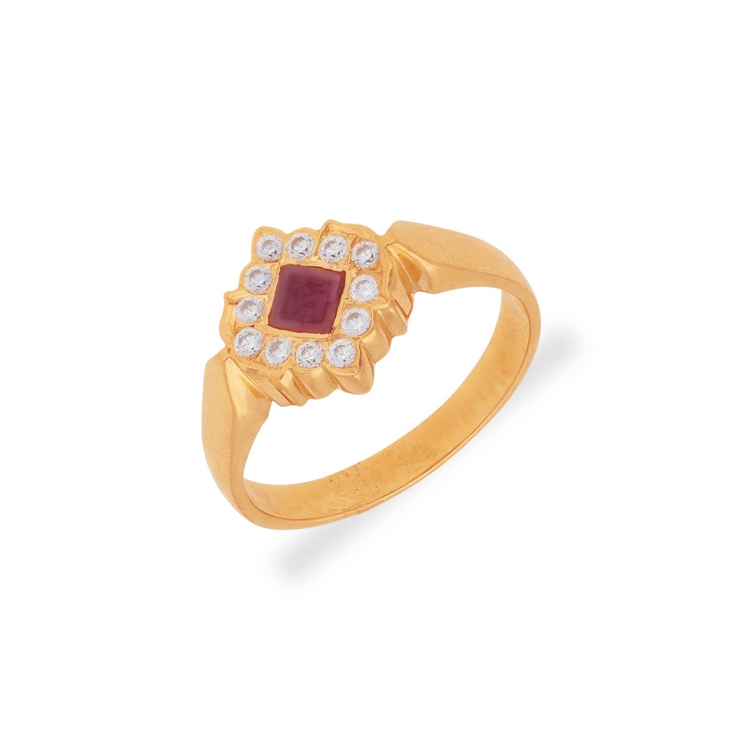 Glamorously Detailed And Studded 22KT Gold Ring