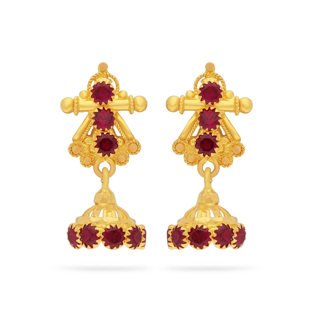 Gorgeously Detailed And Studded 22KT Gold Drops
