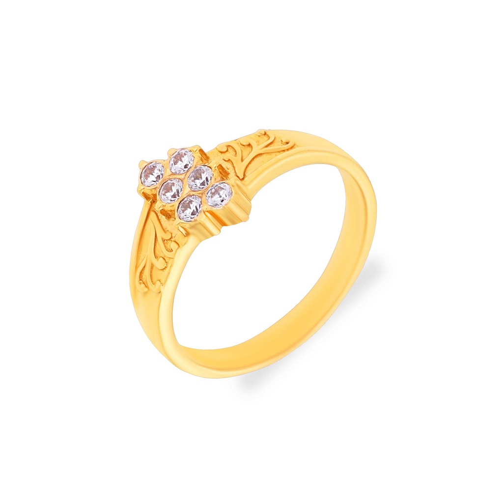 Gorgeously Detailed And Studded 22KT Gold Ring