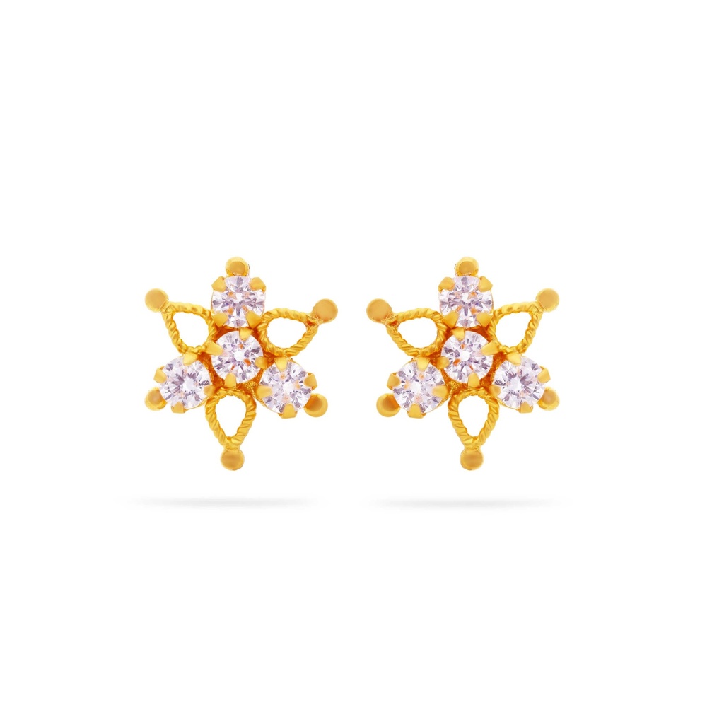 Gorgeously Detailed And Studded 22KT Gold Studs