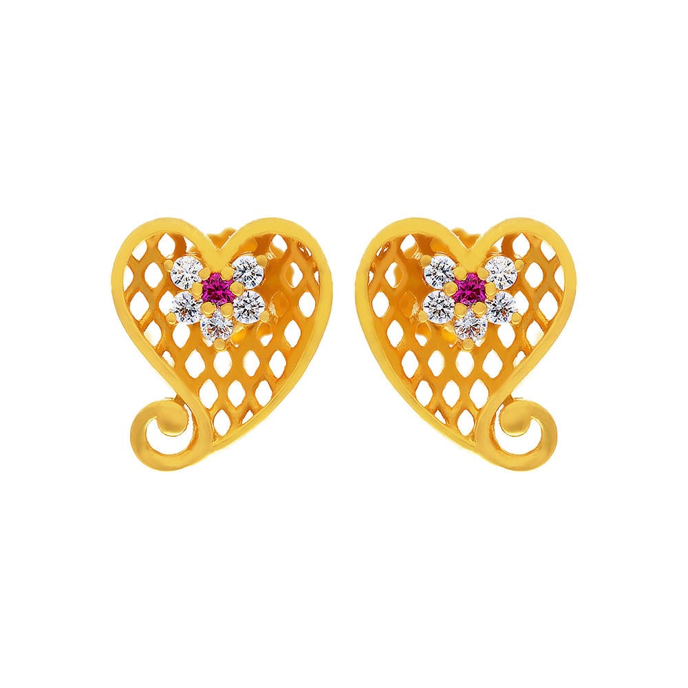 Intricately Crafted And Studded 22KT Gold Casual Wear Studs
