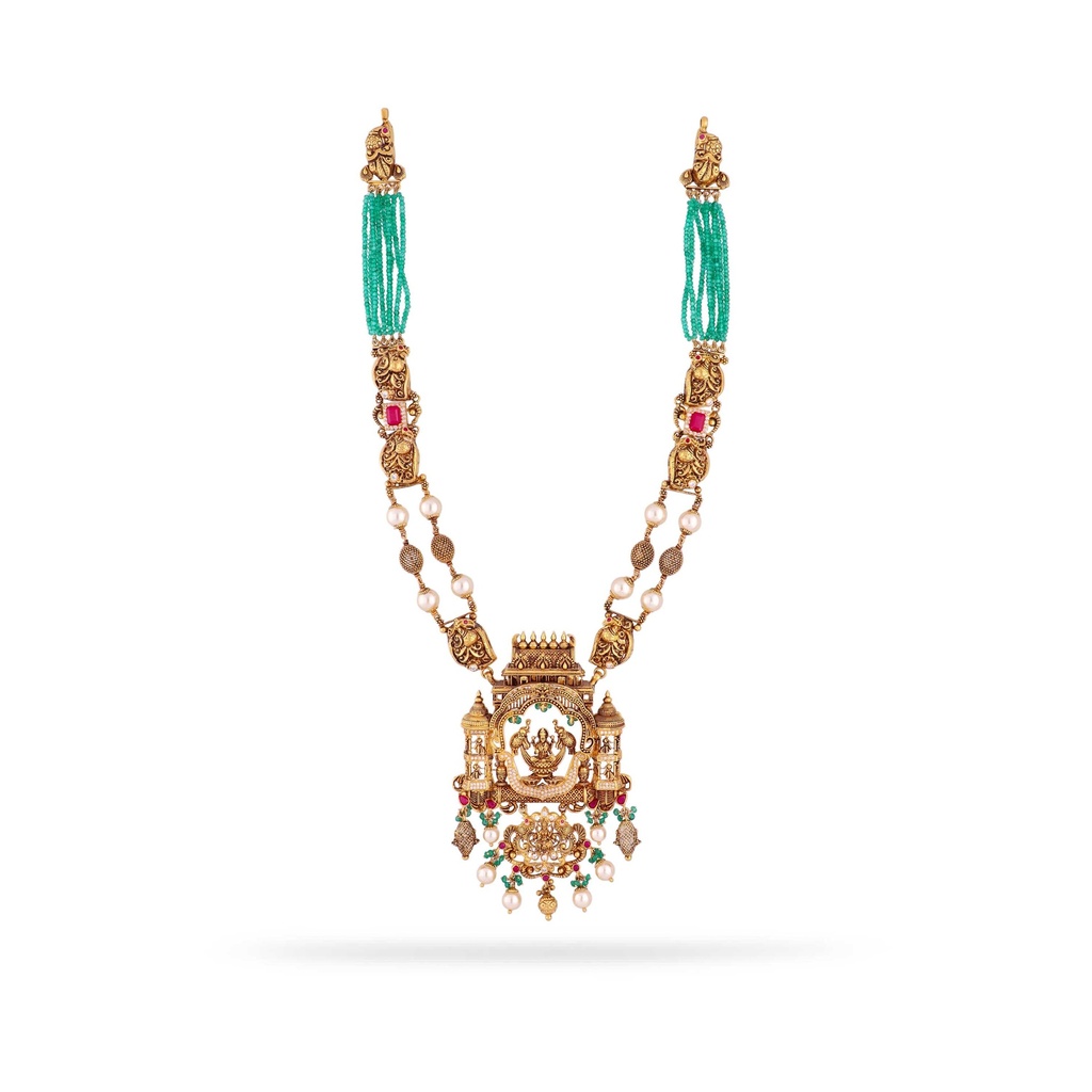 Premium Antique Finished And Studded 22KT Gold Fancy Chain