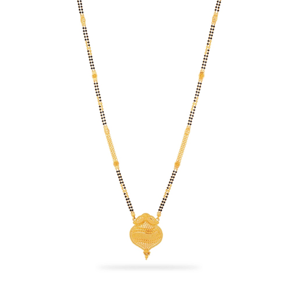 Traditionally Crafted Black Beaded 22KT Gold Mangalsutra With Pendant