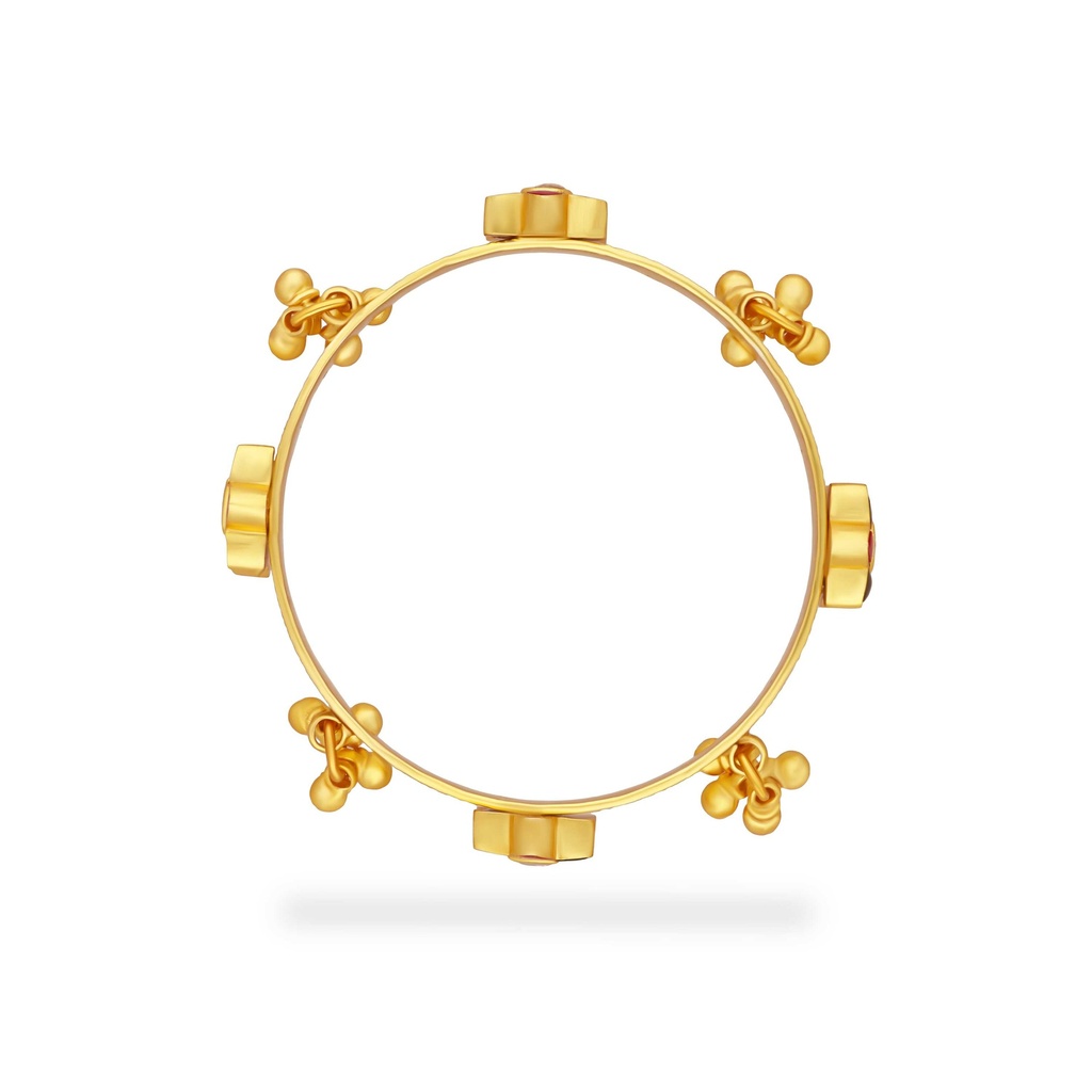 Traditionally Crafted Floral Pattern Silver Bangle