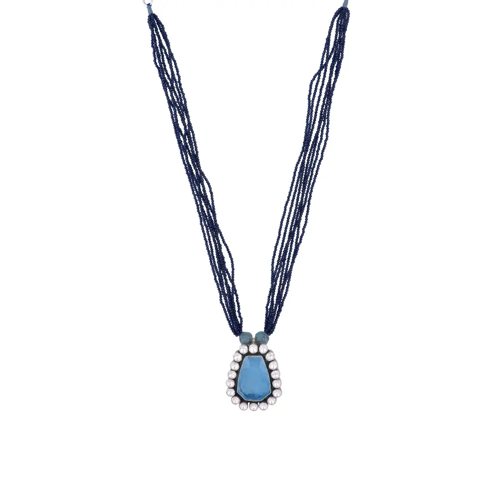 Glamorously Detailed And Studded Silver Necklace