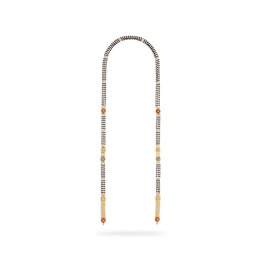 Classic Black Beaded And Detailed 22KT Gold Mangalsutra