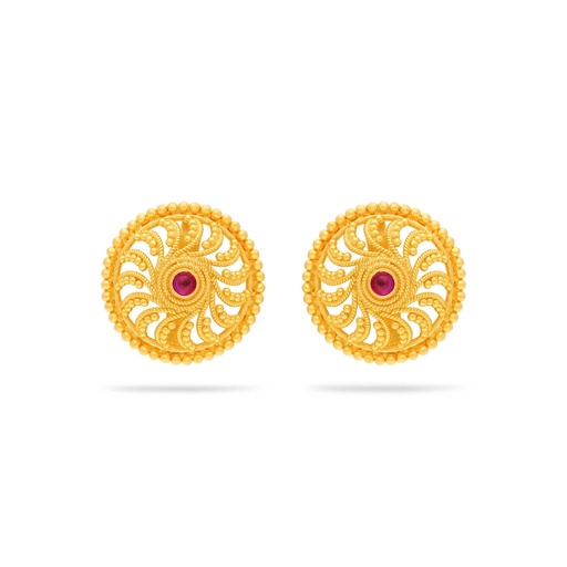 Gorgeously Detailed And Studded 22KT Gold Studs