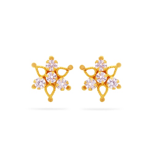 Gorgeously Detailed And Studded 22KT Gold Studs