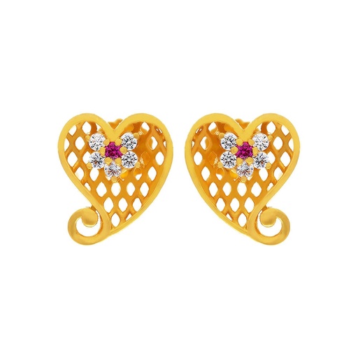 Intricately Crafted And Studded 22KT Gold Casual Wear Studs