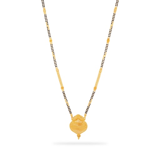 Traditionally Crafted Black Beaded 22KT Gold Mangalsutra With Pendant