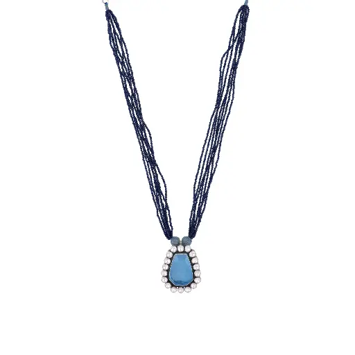 Glamorously Detailed And Studded Silver Necklace