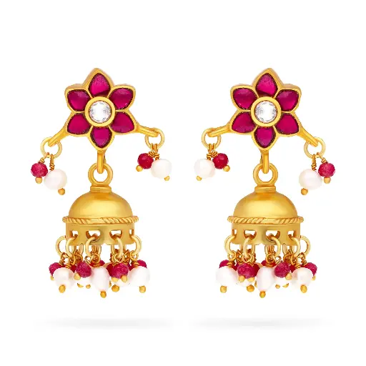 Classic Floral Pattern Silver Party Wear Studs